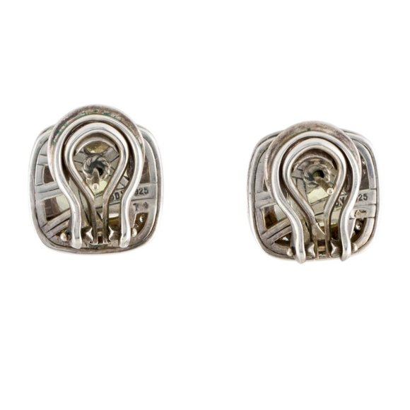 DAVID YURMAN DIAMOND 1/2 CTW & LEMON QUARTZ STERLING SILVER EARCLIP EARRINGS - Picture 5 of 5